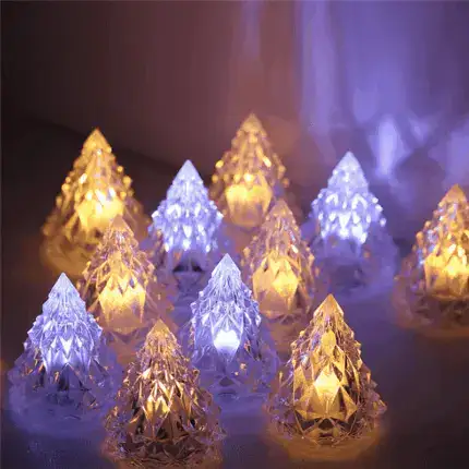 🔥Night Light Crystal Mini Christmas Tree Light Flameless LED
