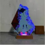 Underwater Diver and Manta Ray Resin Night Light