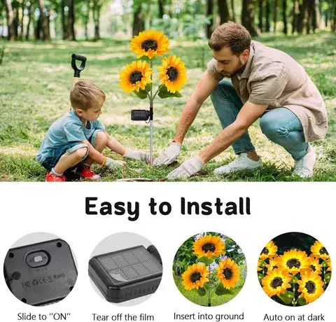 Installed solar sunflower